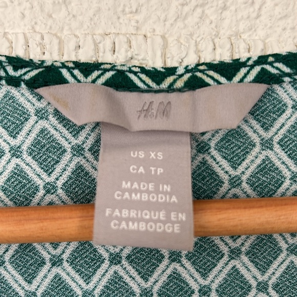 H&M green and white diamond pattern dress sleeveless dress - Picture 4 of 7